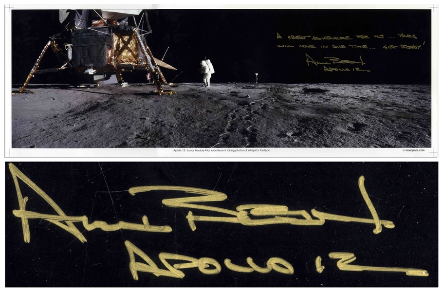 Alan Bean Signed 23.5'' x 8.5'' Panoramic Photo, With Wonderful Inscription -- ''A Great Adventure...Yours Will Come in Due Time...Get Ready!'' -- With Steve Zarelli COA